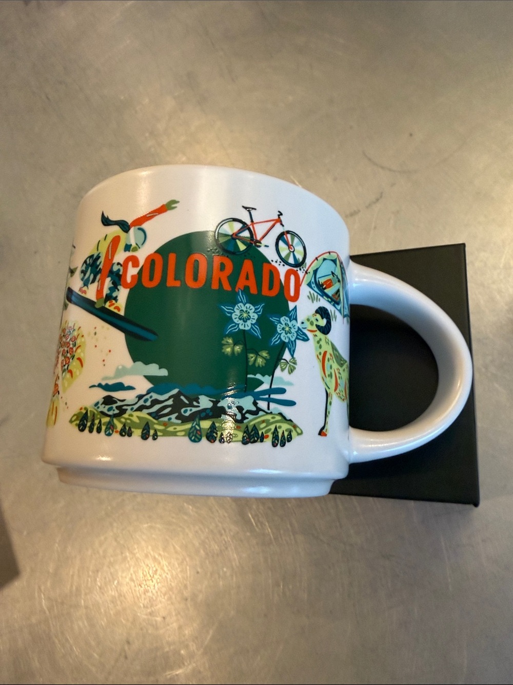 Starbucks White Colorado Scenic Mug with Orange Lettering